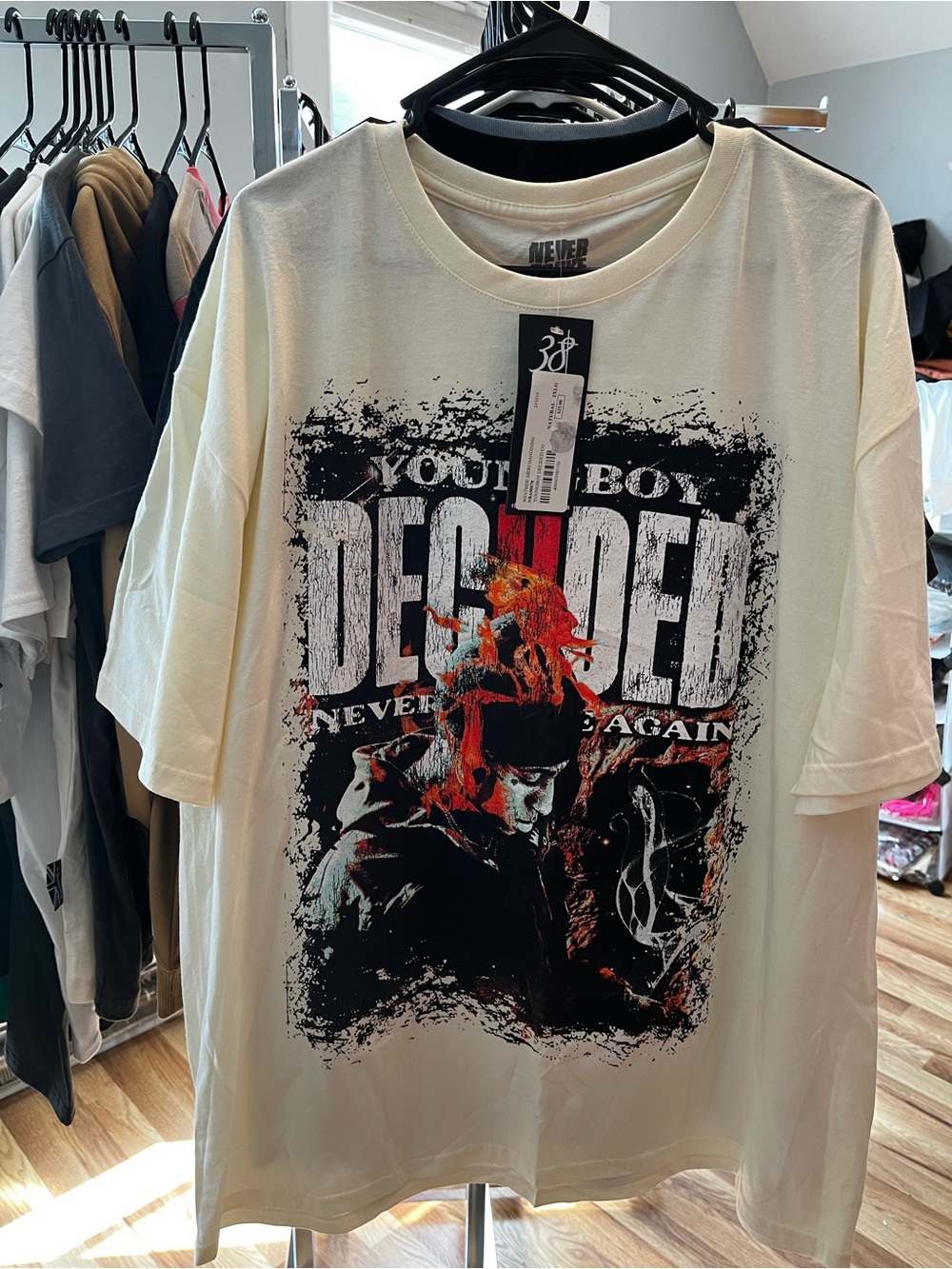 Never Broke Again YB 'Decided' Graphic Short Sleeve Tee - Cream